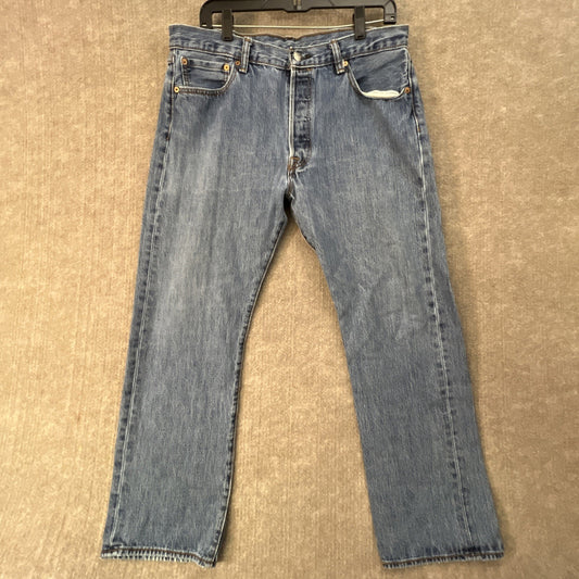 Levis 501 Straight Leg Button Fly Mens 36x30 Blue Jeans Med Wash READ