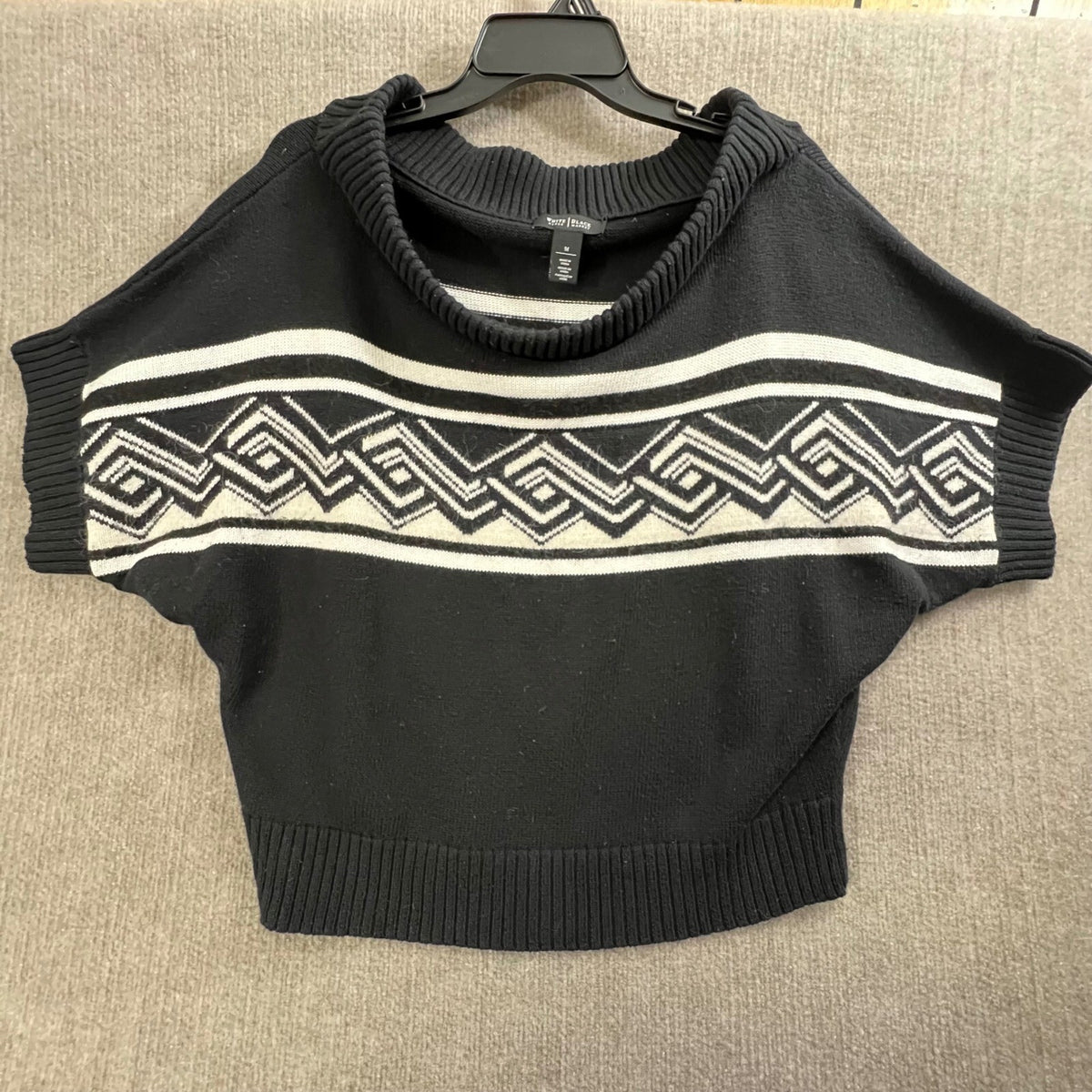White House Black Market Sweater Knit Top Cowl Neck Aztec Pattern