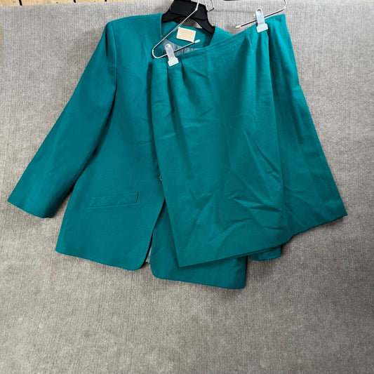 Pendleton Wool Suit Set Teal Green Skirt and Blazer Vintage Made in USA