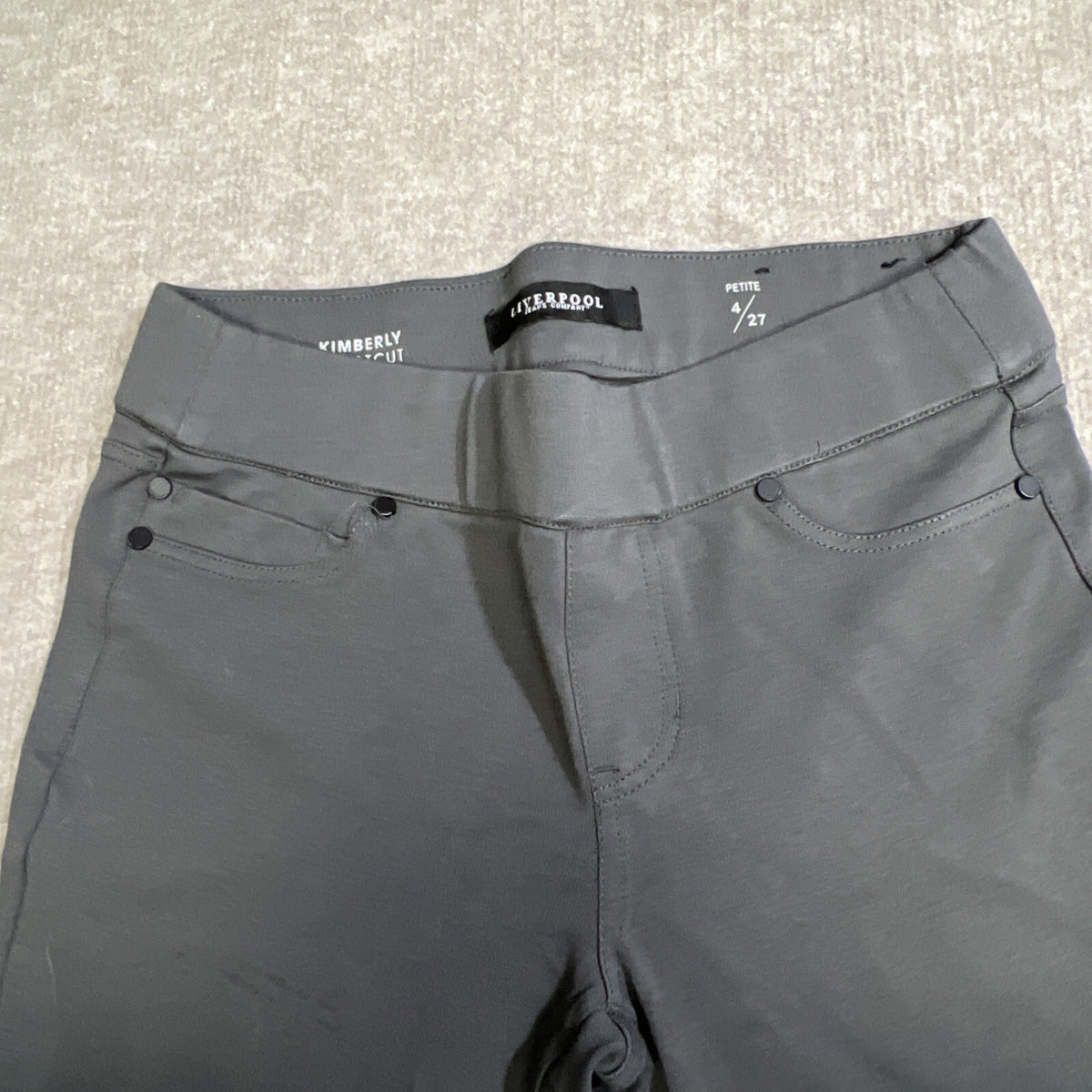 Liverpool Legging Womens 4 Petite 27 Gray Kimberly Pull On Bootcut Low Rise