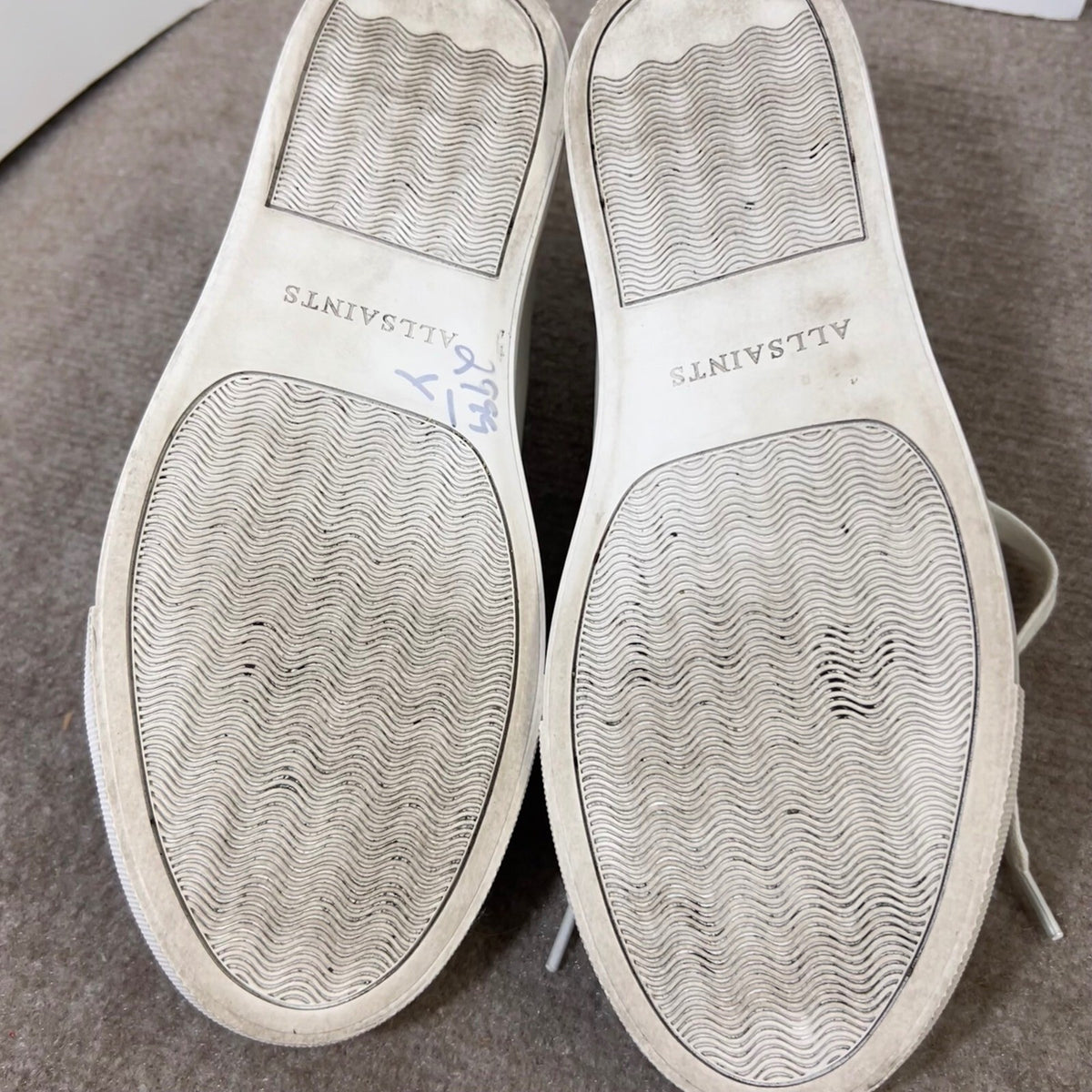 AllSaints Leather Sneakers Mens 8 White Low Top Minimalist Casual Shoes