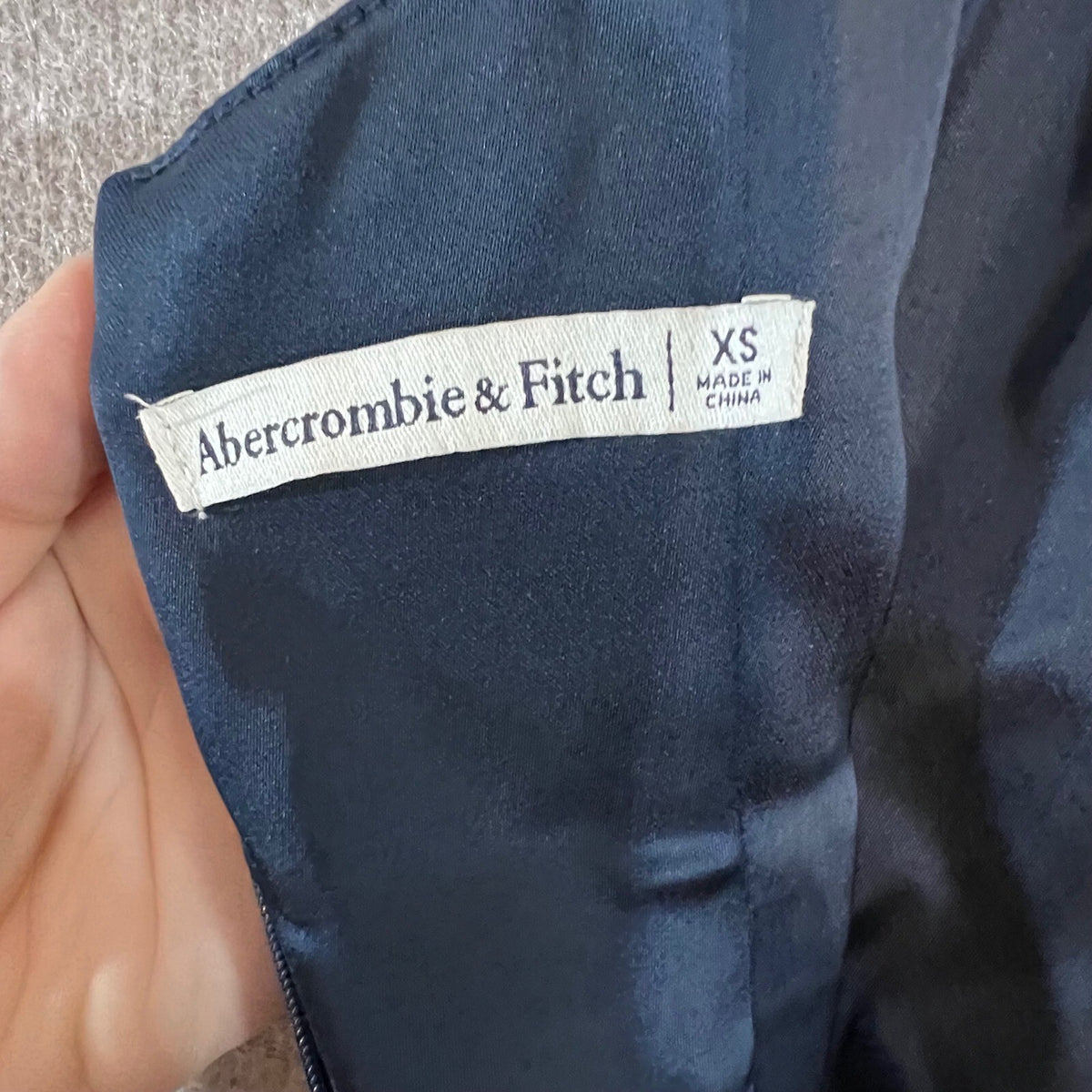 Abercrombie & Fitch Slit Satin Midi Dress S Blue Marble Print Sheath Bodycon