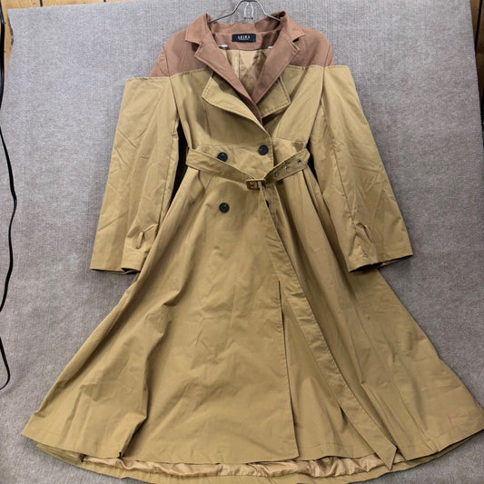 Akira Illume Off Shoulder Double Breasted Belt Trench Sz S Missing Cuff Straps