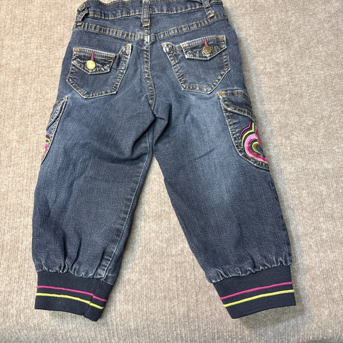 Vintage Y2K Enyce Kids Sz 10 Embroidered Denim Jeans Cuffed Baggy Y2K Cargo