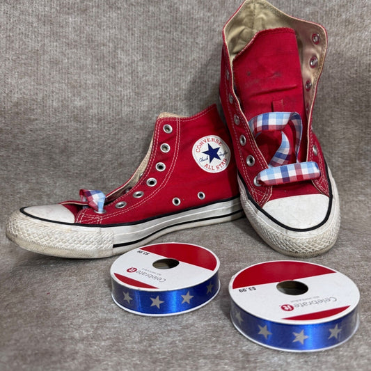 Converse Chuck Taylor All Star High Top Womens 8 Red Canvas Sneakers Americana