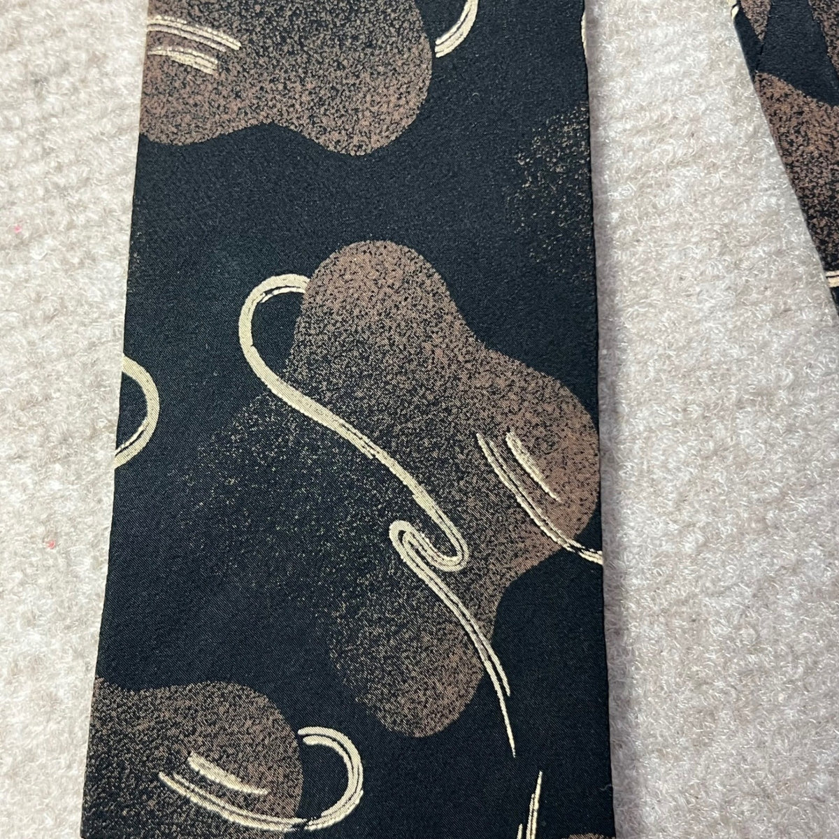 Saliari Italy 100% Silk Tie Brown Black Abstract Designer Necktie