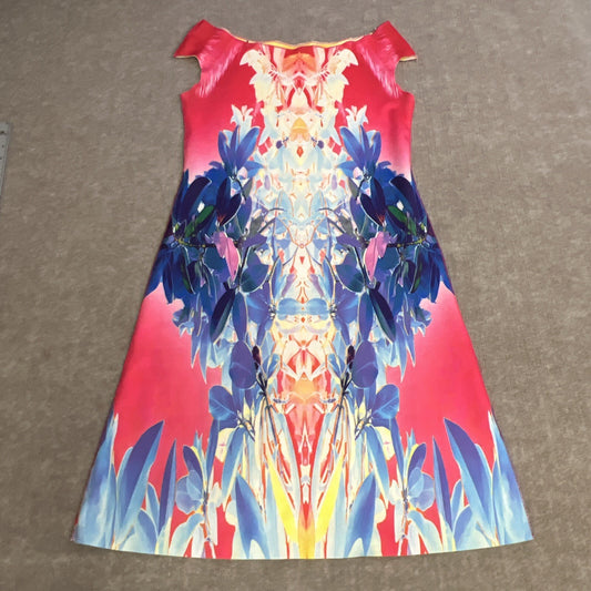 Animapop Dress Small Floral Yellow Pink Blue ARTW Dopamine Neoprene ALTERED