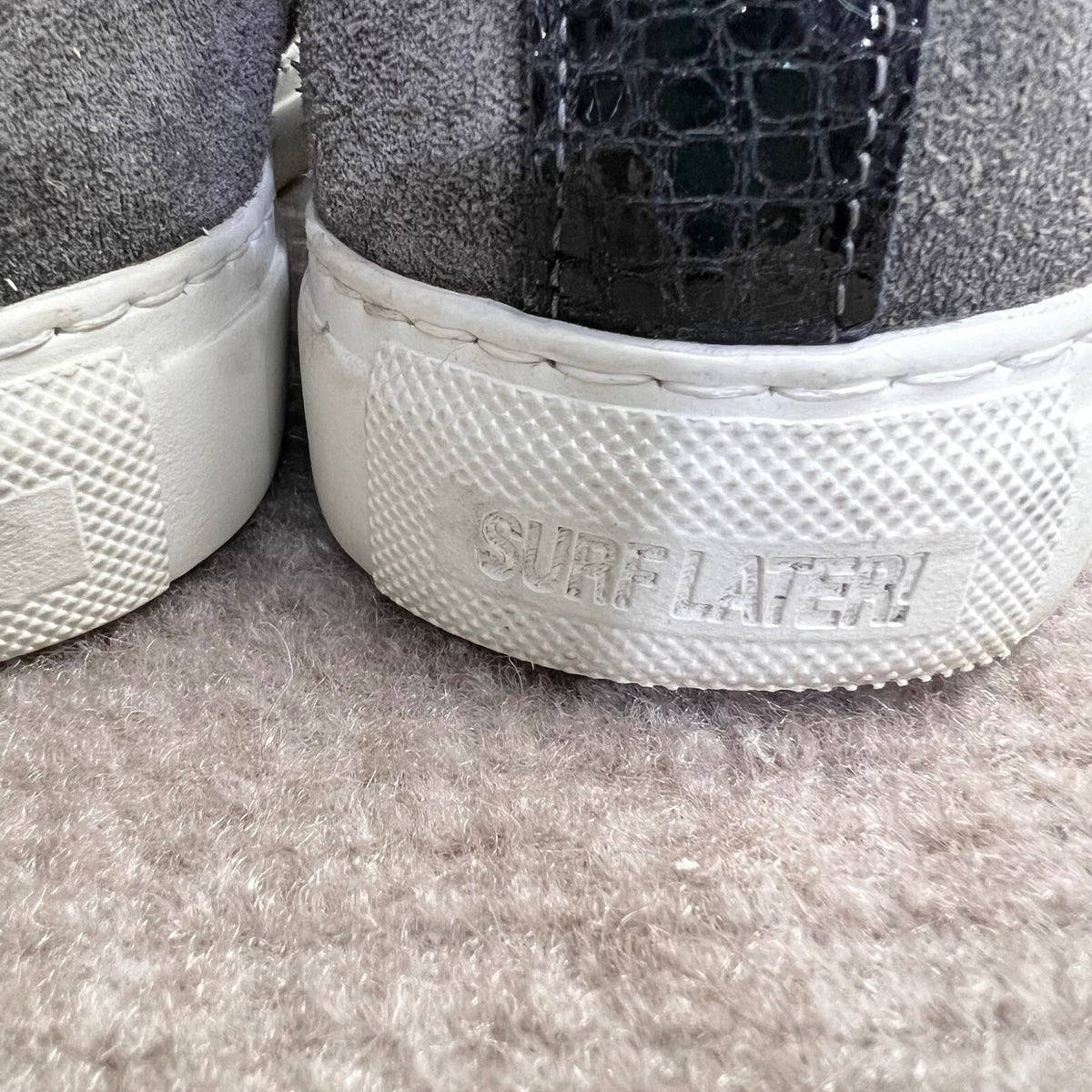 P448 Skate Fur High Top Sneakers US 6.5 EU37 Suede Faux Croc Fur Lined Skater