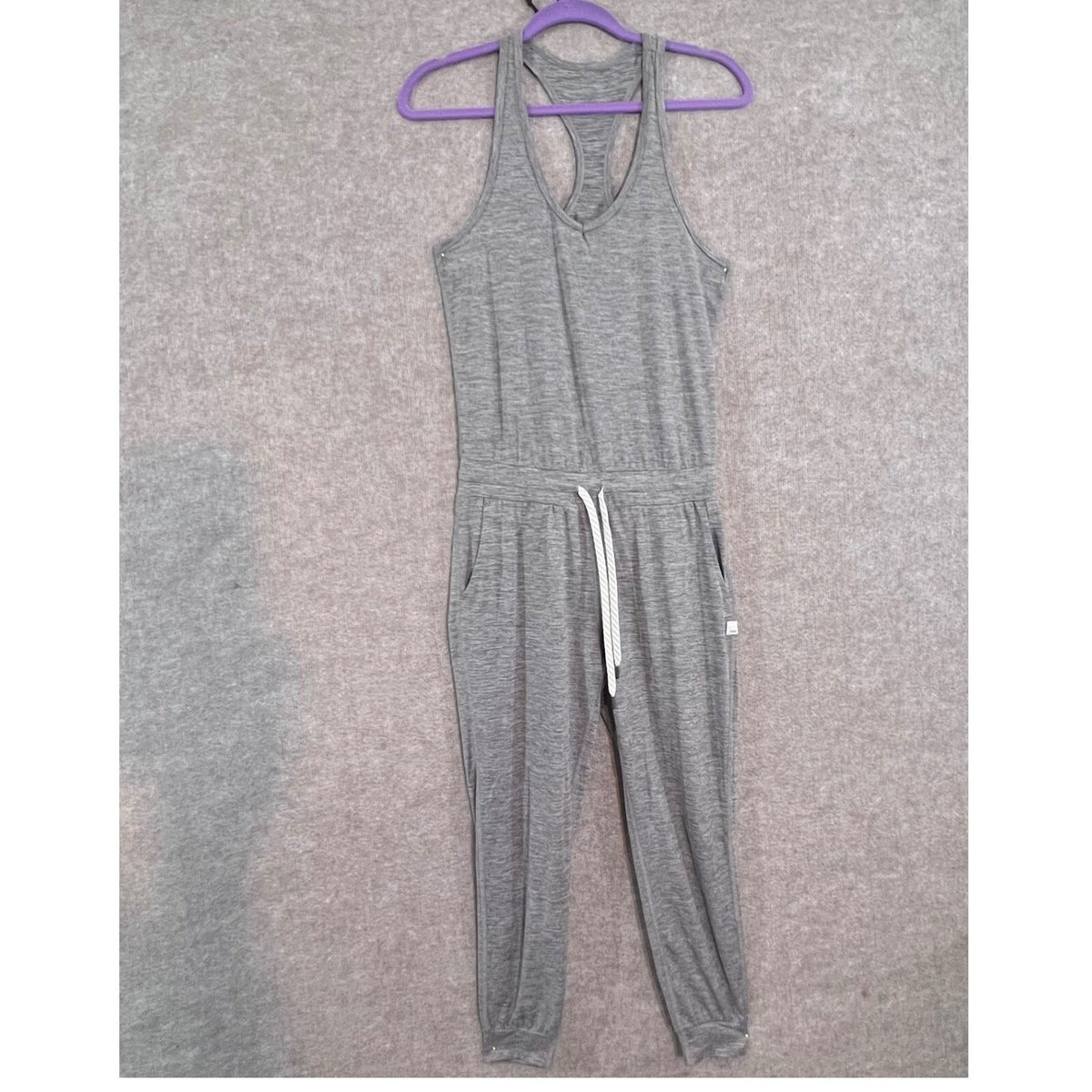 Vuori Lux Jumpsuit Womens Small Heather Gray Racerback Jogger Athleisure