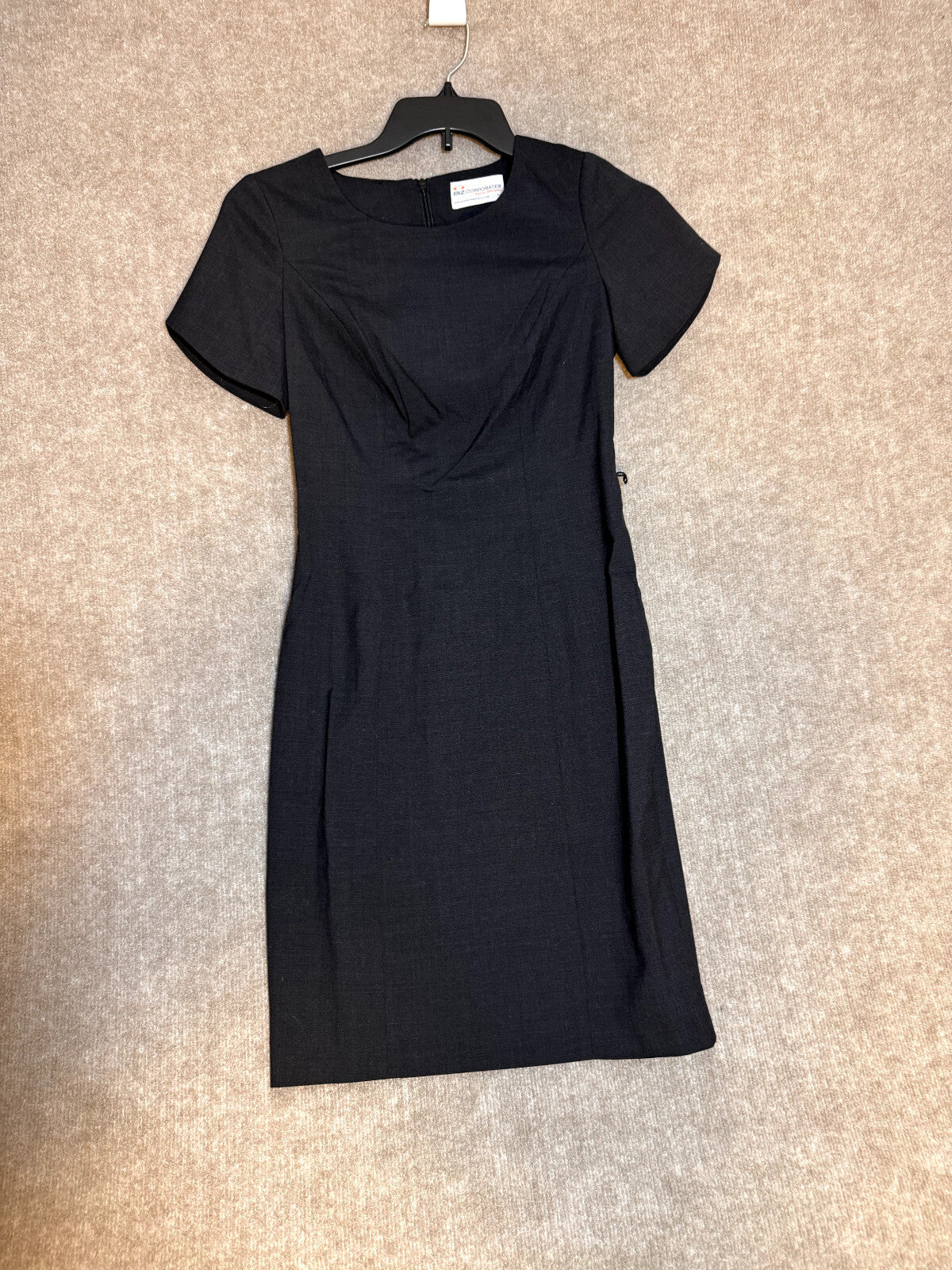 Biz Corporates Sz 4 Grey Women's Sheath Dress Comfort Wool w/ Box Pleat Hem
