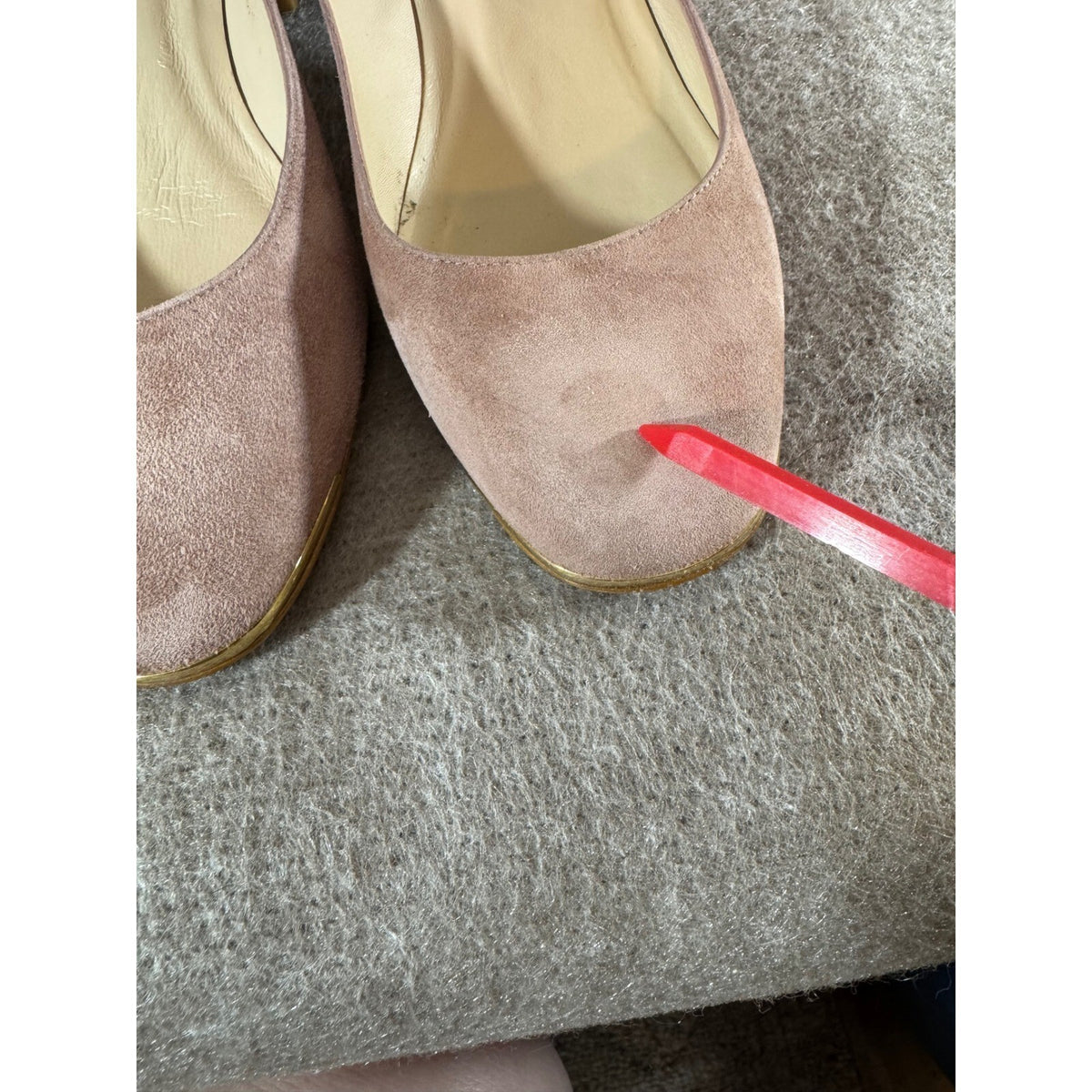 L.K. Bennett Pumps Women 38.5 Pink Suede Block Heel Gold Trim Made in Spain