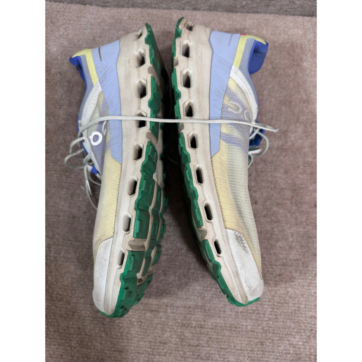 On Cloudstratus Running Shoes Men 12 White Green Blue Helion Cushion Sneakers