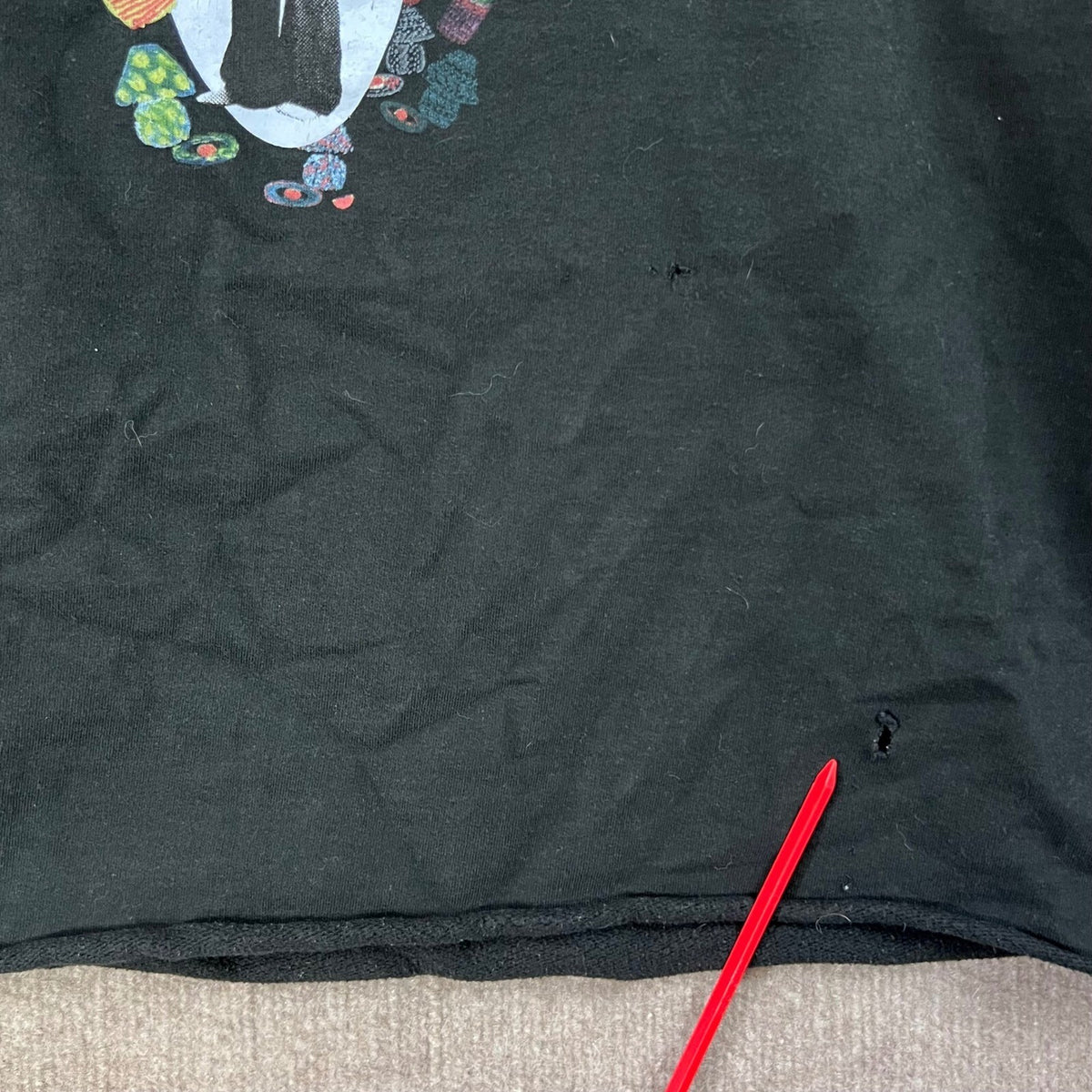 Harry Styles Hoodie Cropped Black Graphic Long Sleeve Holes Distressed Pullover