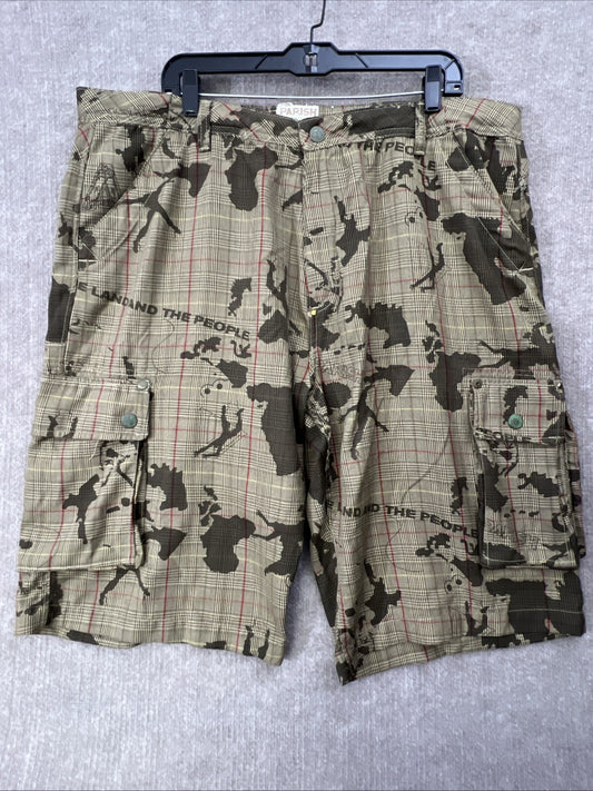 Parish Nation men's 42 cargo shorts, big & tall One Tribe print with patch