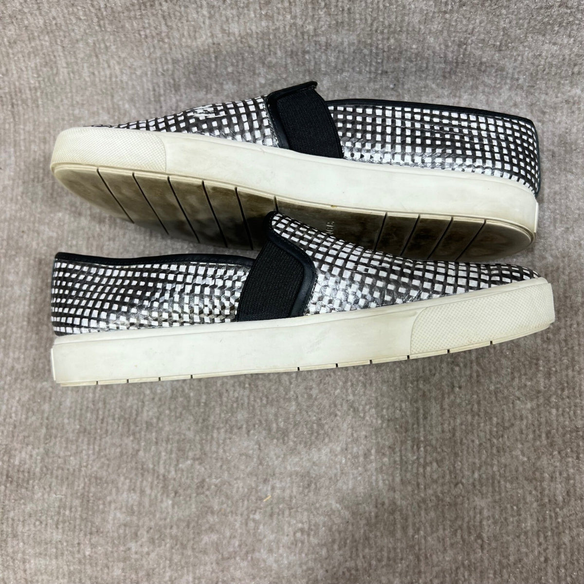 Vince Black White Checkered Slip On Sneakers Women's US 7.5 EUR 37.5 Platform