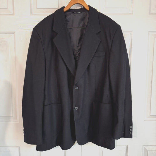 7 Collection Suit Jacket Men 46L Dark Navy Wool Ukraine Made Formal Classic