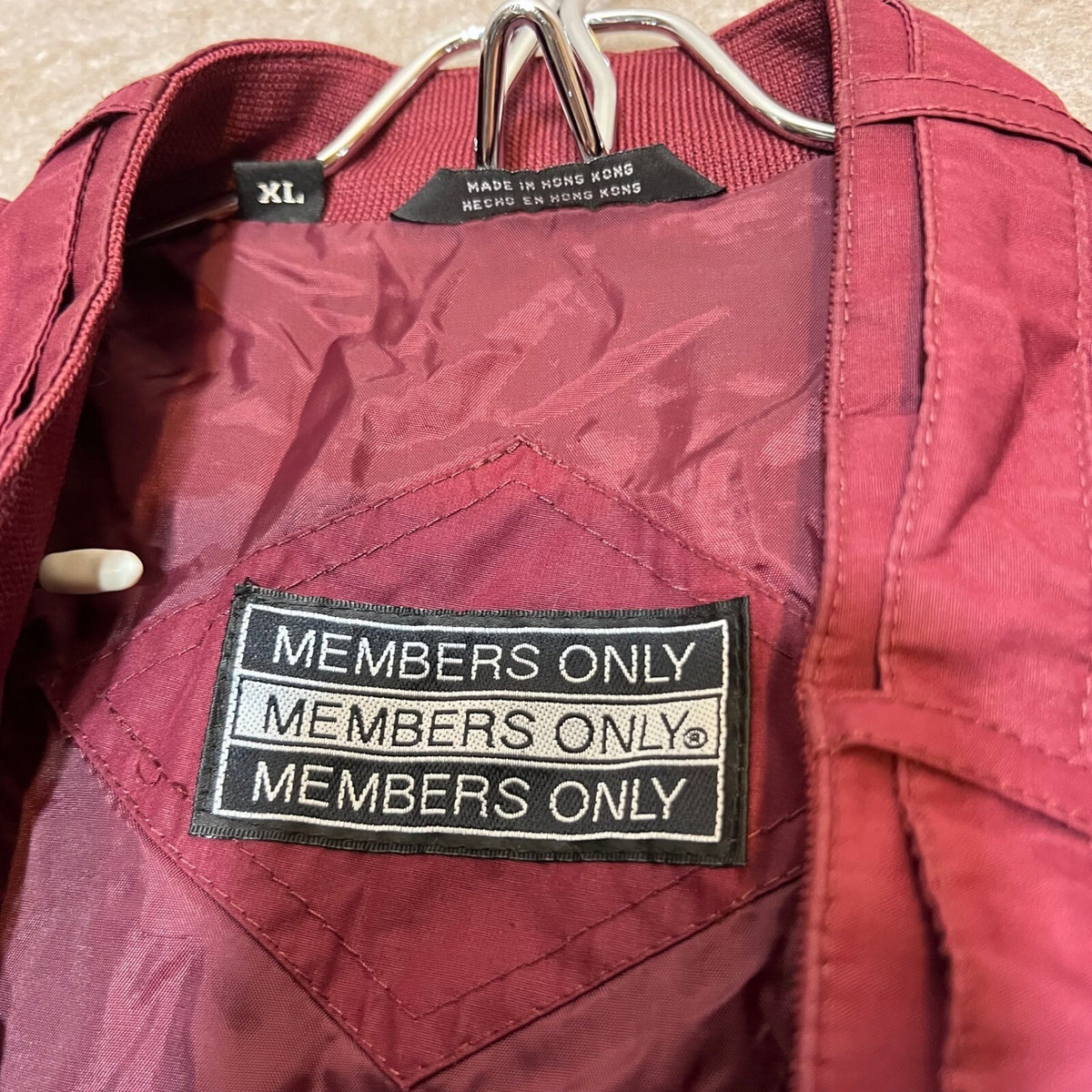 Vintage Members Only Jacket Mens XL Maroon Racer Bomber Lightweight Classic