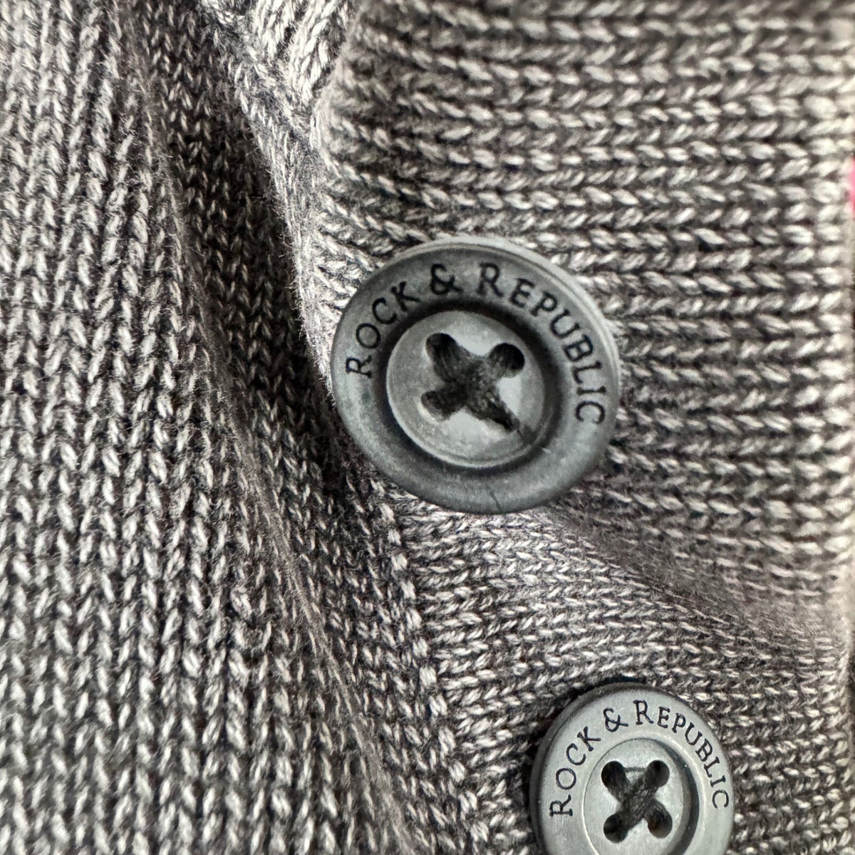 Rock Republic Sweater Mens L Gray Mock Neck Button Knit Minimalist Gorpcore