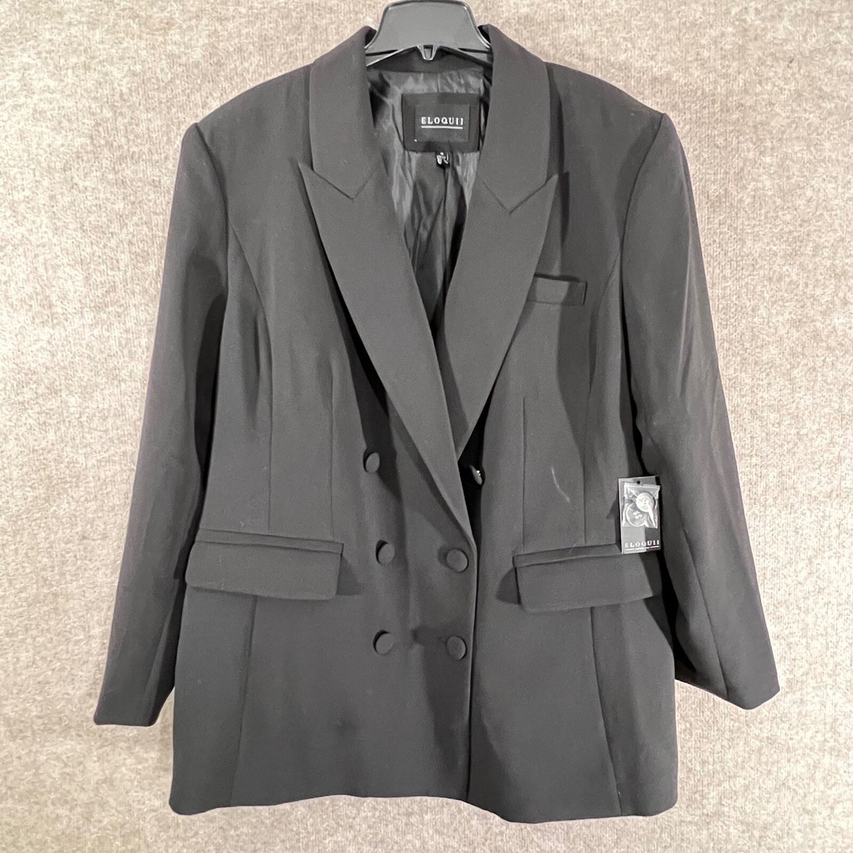 Eloquii Blazer Jacket Womens 16 Black Double Breasted Longline Professional