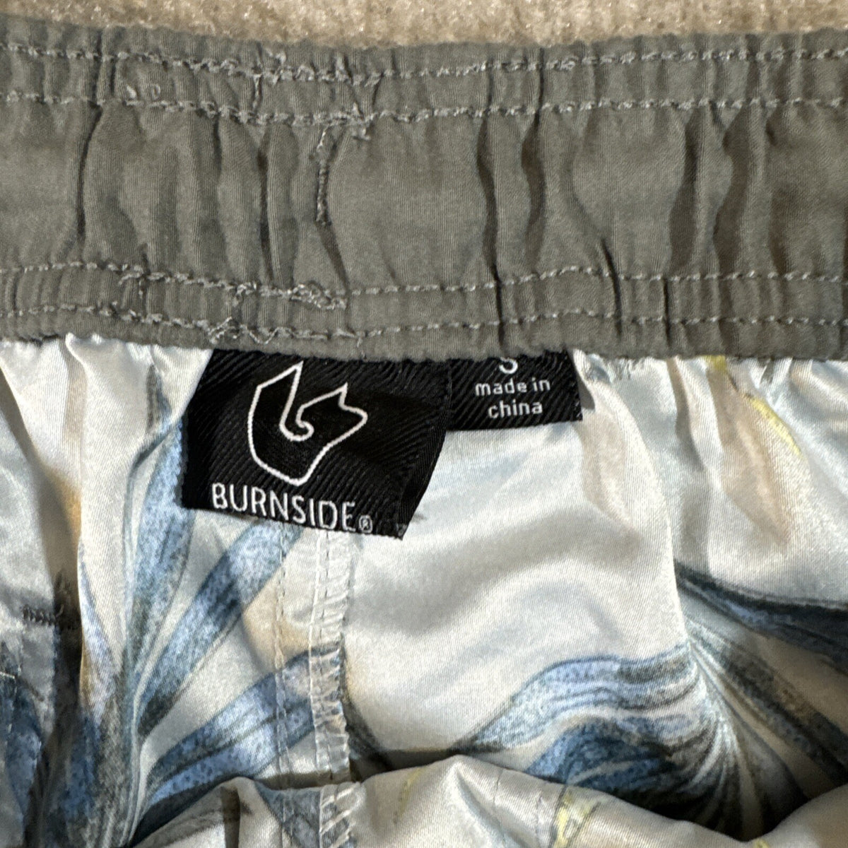 Burnside Men Board Shorts Sm Quick Dry UV Gray Tropical