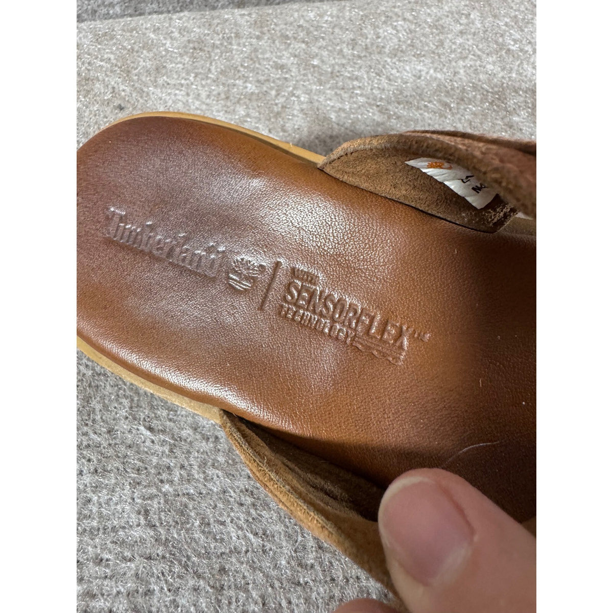 Timberland Sensorflex Platform Sandals Womens 9 Brown Leather Hook Loop Comfort