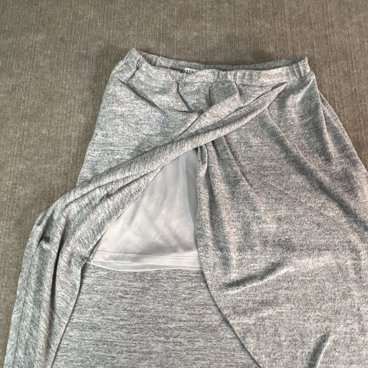 Womens Hyfve Gray Heather Knit Skirt Hi Low Small Asymmetric Comfort Elastic