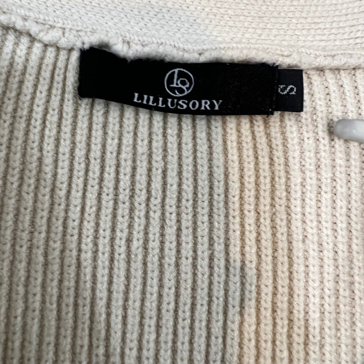 LILLUSORY Cardigan Sweater Womens Small Cream Ribbed Knit Academia Dadcore
