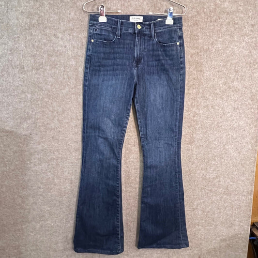 FRAME Le High Flare Jeans Womens 28 Dark Wash High Rise Stretch Denim Boho Chic