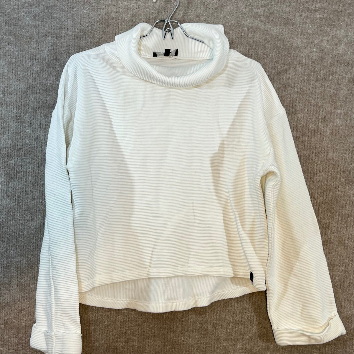 Varley Ribbed Turtleneck Pullover Women XS White Long Sleeve Cotton Loungewear