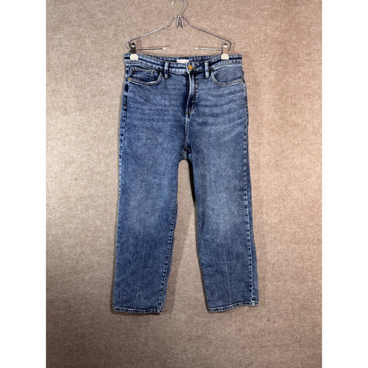 LC Lauren Conrad Straight Jeans Womens 16 Blue Super High Rise Denim Acid Wash