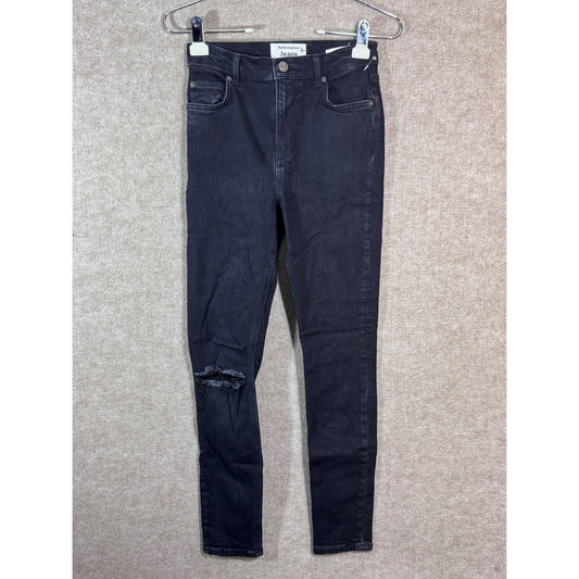 Reformation Jeans 25 Faded Black Destroyed Wash High Rise Skinny Denim Edgy