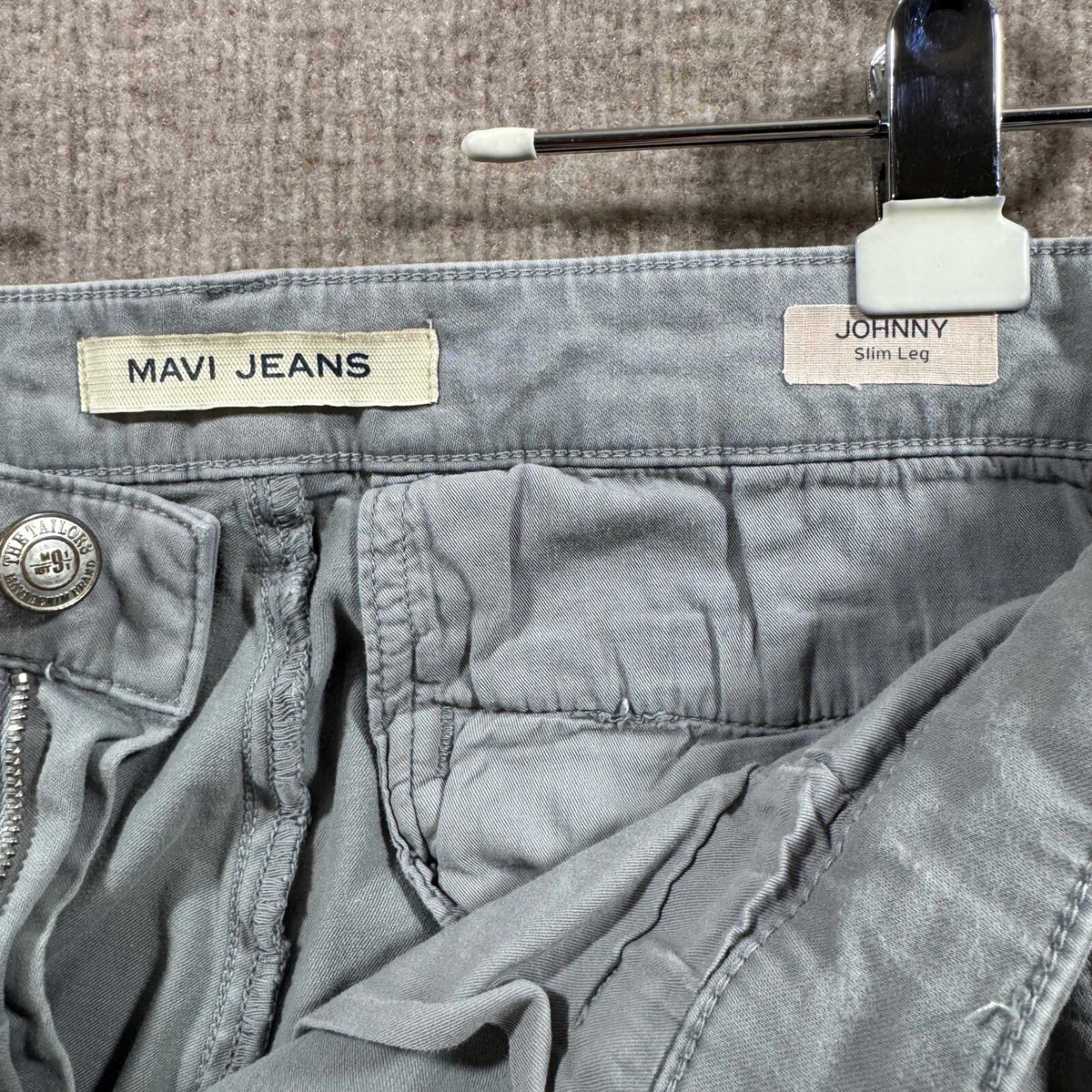 Mavi Jeans Johnny Slim Fit Chinos Pants Light Gray Mens Size 34 34