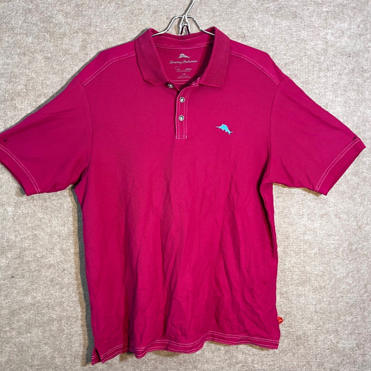 Tommy Bahama Polo Shirt Mens Large Pink Supima Cotton Blend Short Sleeve