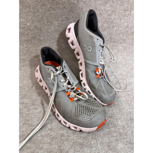 On Cloud X Running Shoes Womens 8.5 Gray Pink Lightweight Training Sneakers