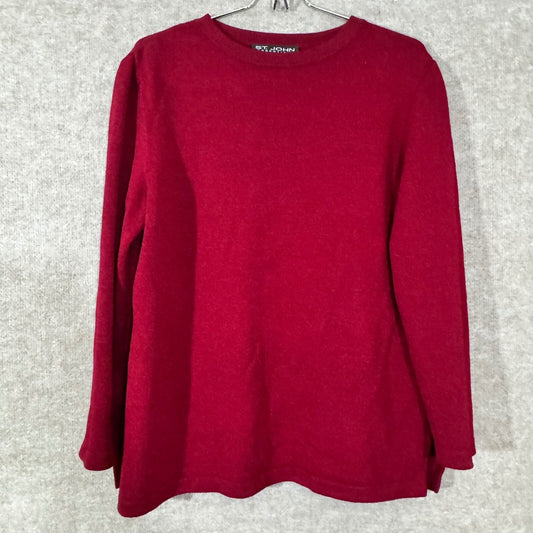 St John Knit Sweater Womens 8 Red Classic Lightweight Luxury Designer Top
