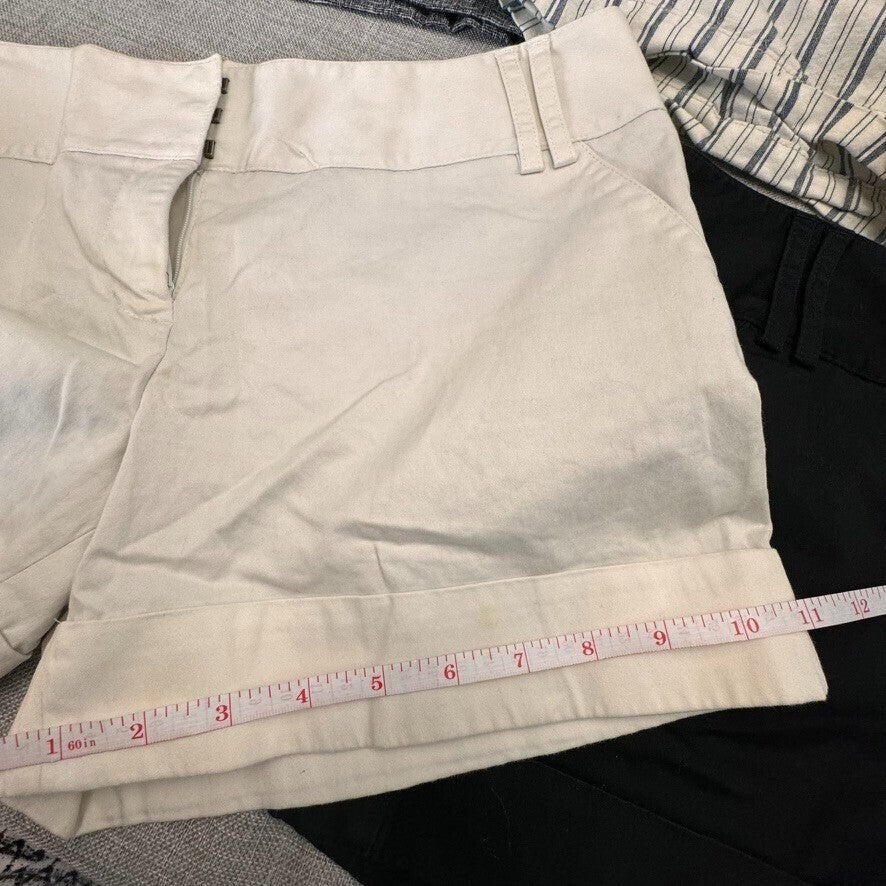5 Pair Express 8P Women Flat Front Cuffed Cotton Shorts 4" Cuffed Short Rise y2K