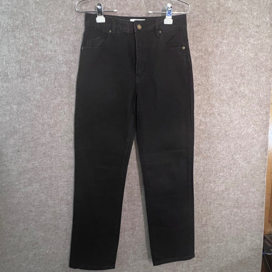 Rollas Original Straight Jeans Womens 27 Black High Rise Denim Minimalist