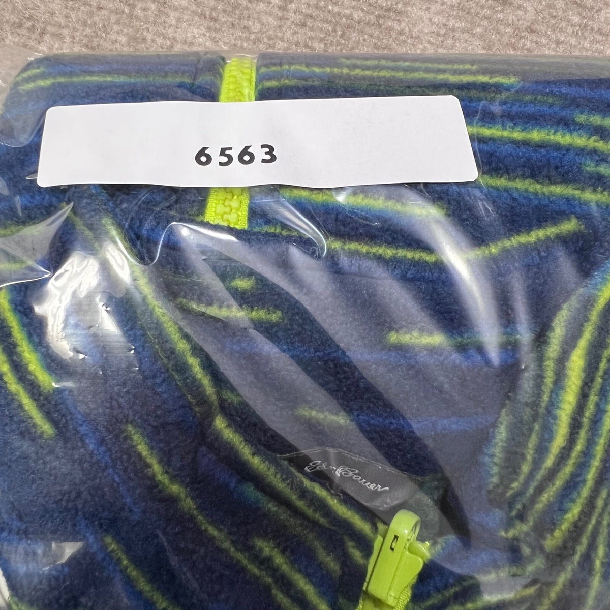 Eddie Bauer Kids L Fleece Jacket Full Zip Blue Green Patterned