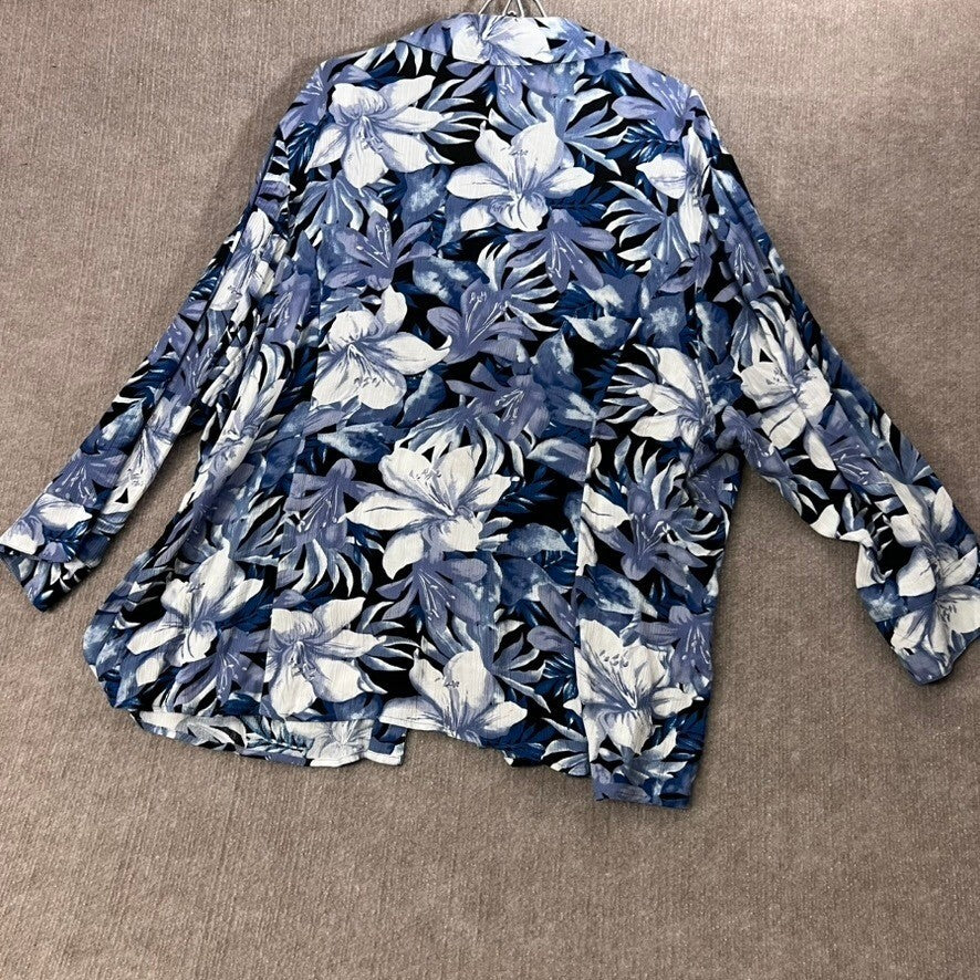 Drapers & Damon's 2X Floral Print Rayon Button Down Long Sleeve Blouse