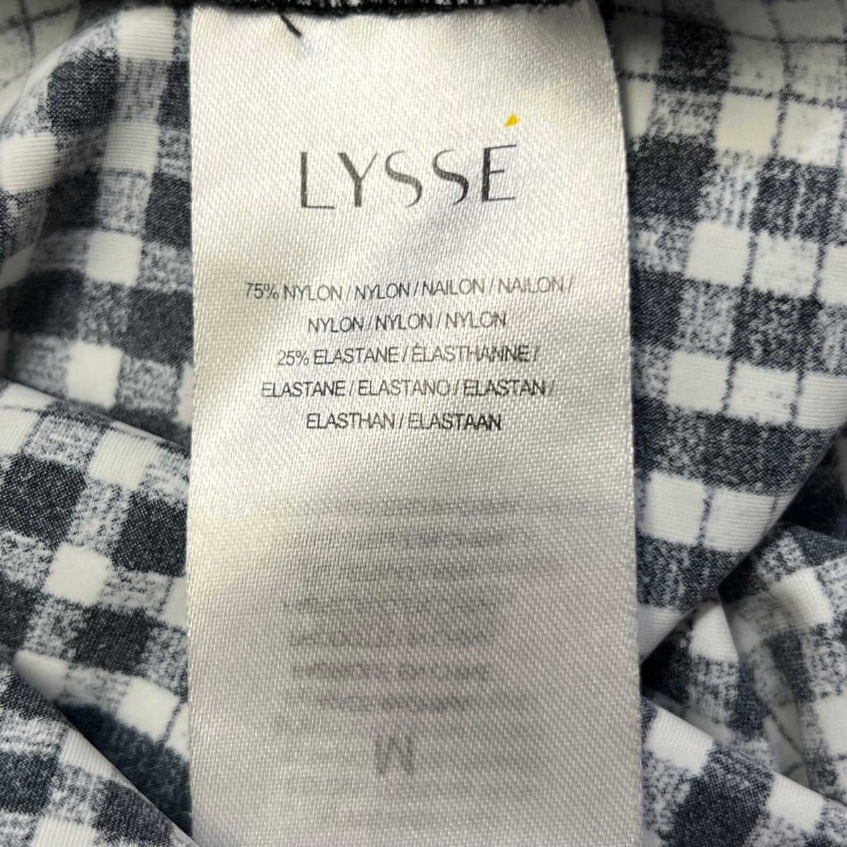Lysse Women's Black White Gingham Check Button Up Long Sleeve Blouse Top M