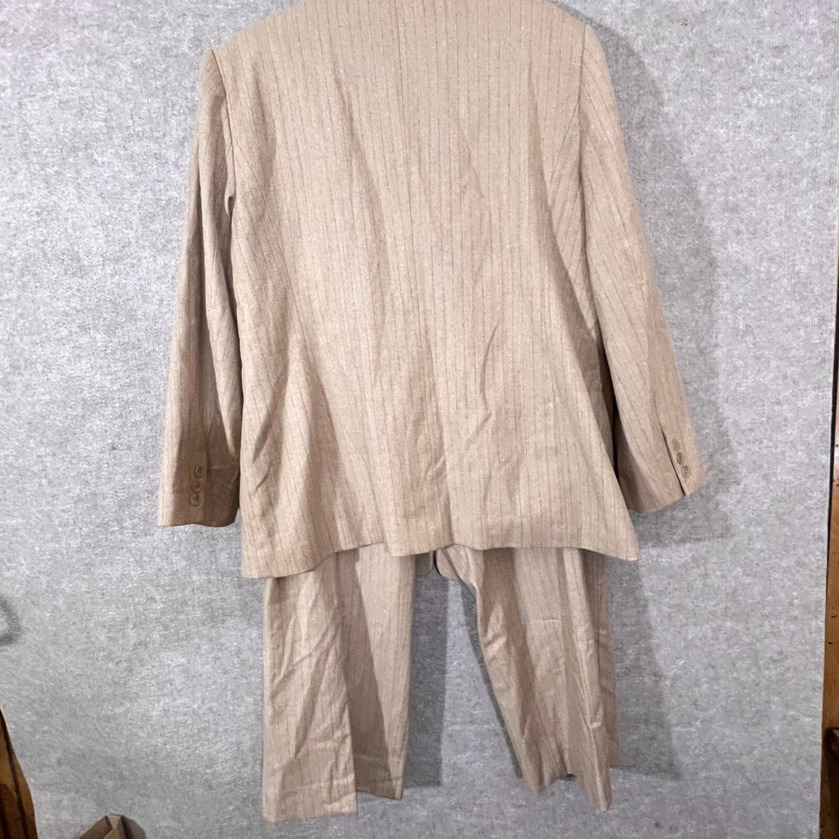 Talbots Woman Pant Suit Women 16W 18W Tan Pinstripe Italian Fabric Professional