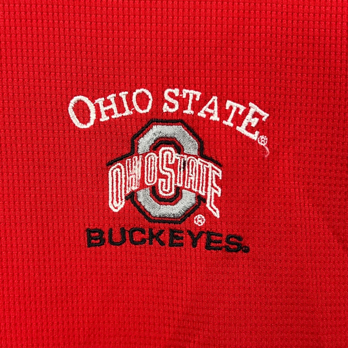 Vintage Ohio State Buckeyes Red Polo Shirt 2XL Embroidered Logo Black Trim