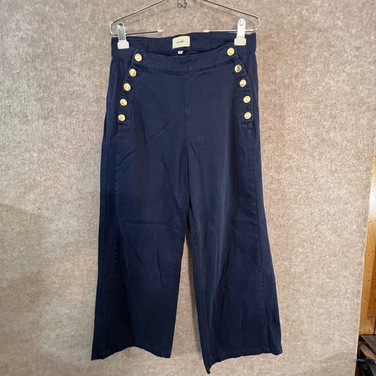 DL1961 Hepburn Wide Leg Pants Womens 27* Navy Sailor Gold Button Nautical Preppy