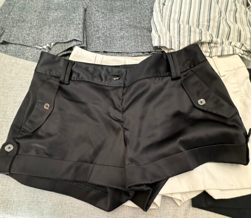 5 Pair Express 8P Women Flat Front Cuffed Cotton Shorts 4" Cuffed Short Rise y2K