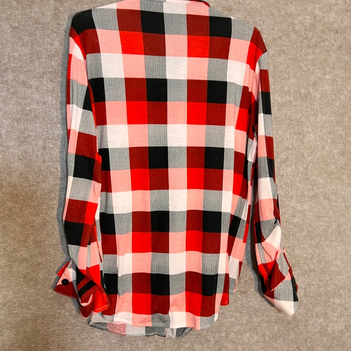 Unbranded Plaid Button Down Shirt Womens Large Red Black White Buffalo Check
