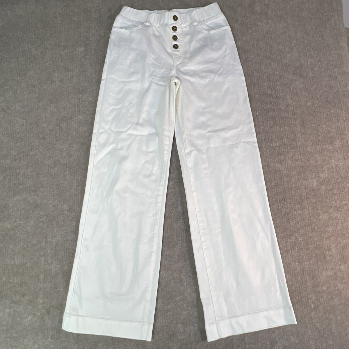 Betabrand Pants Womens Small Wide Leg Cuffed Career Stretch Pull On White