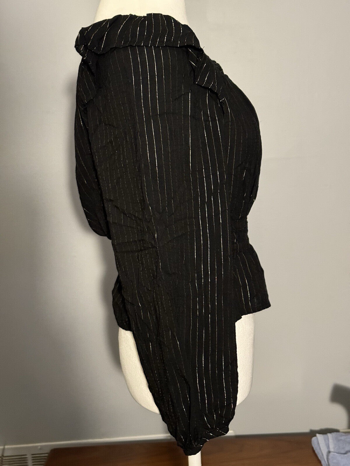 Universal Thread Sz S Black Ruffle Peplum Long Sleeve Witchy Whimsigoth Top