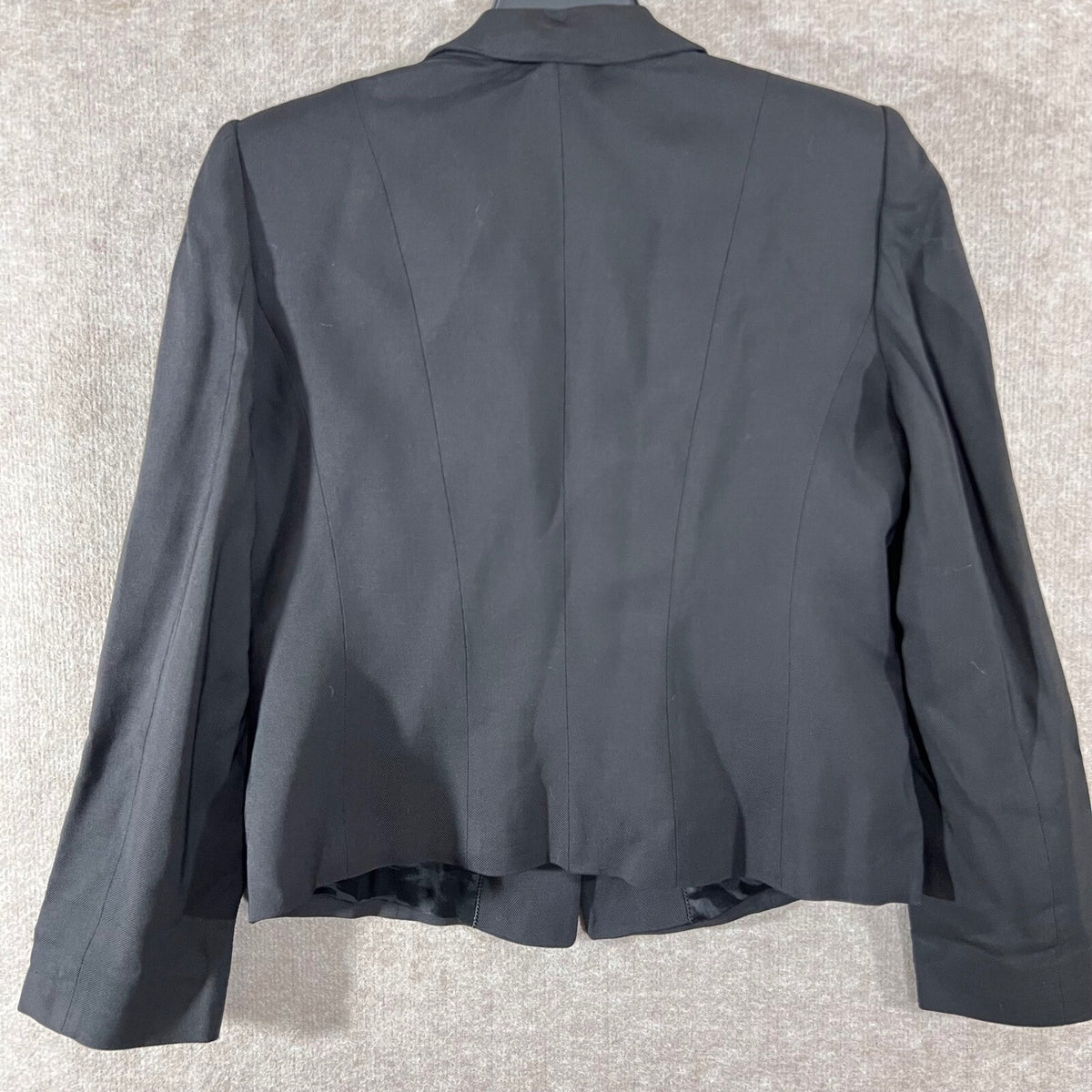 Armani Collezioni Blazer Women Size 12 Black Viscose Wool Blend Minimalist Luxe