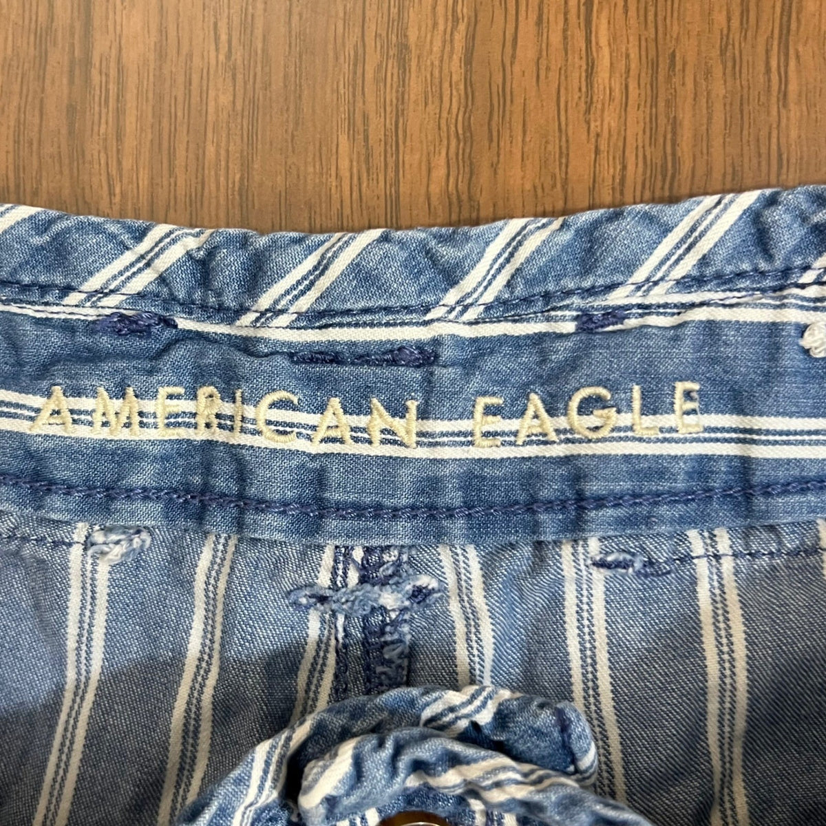American Eagle Striped Wide Leg Pants Womens 00 High Rise Belted Coastal Boho