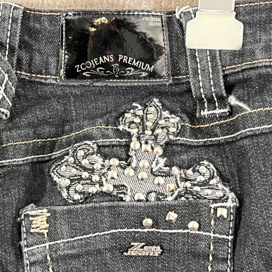 Y2K Grunge Studded Skinny Jeans Womens 28 Embellished Cyber Fairy Goth Denim